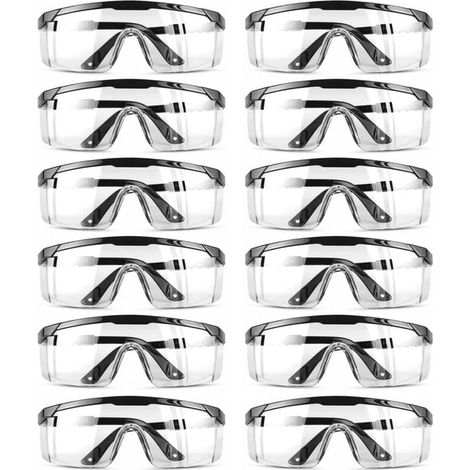 Lunettes de Protection, Lunettes Sécurité Réglables Lunette Anti Rayures Verres Transparents Bleu pour Les Lieux Travail Construction Bricolage Laboratoire Soudage(12pcs) (1/4)