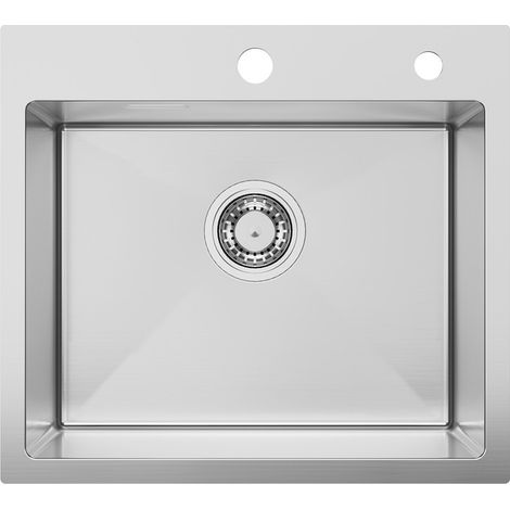 Sofetiy Max Évier de cuisine en acier inoxydable, 50 x 45 cm, évier à encastrer, évier à poser, brossé (1/5)