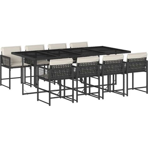Maison Exclusive - Set de comedor de jardín 9 pzas y cojines ratá (1/5)
