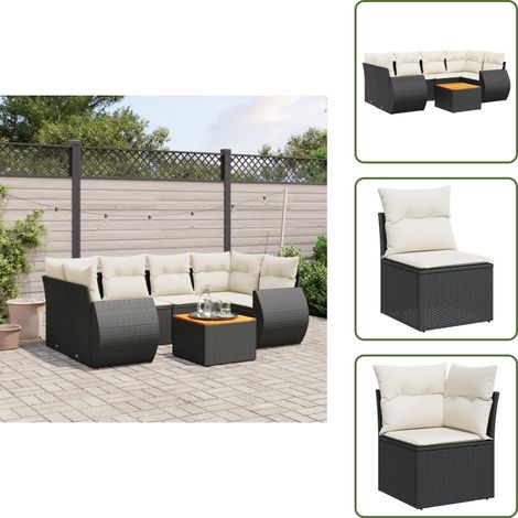 Salon de jardin 7 pcs avec coussins noir résine tressée - Salon De Jardin - Meuble De Jardin - Ensemble Salon Extérieur - Canapé Jardin - Table Basse Jardin (1/5)