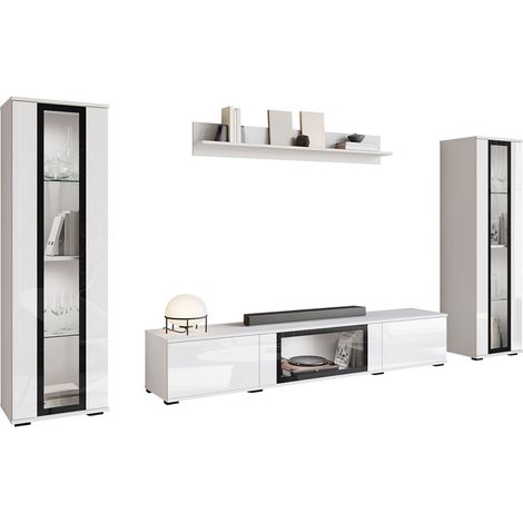 Conjunto de salón Torcame 103, Blanco + Blanco brillante