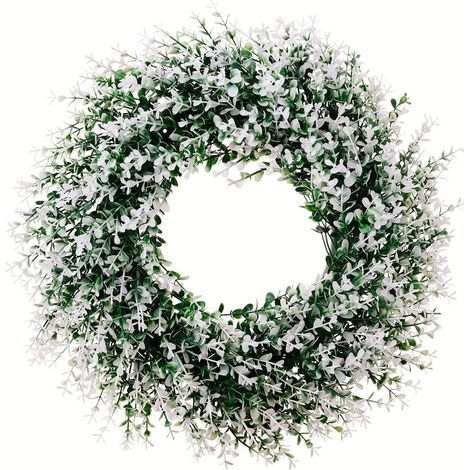 Corona de eucalipto primaveral – hojas artificiales, guirnalda para pared/porche
