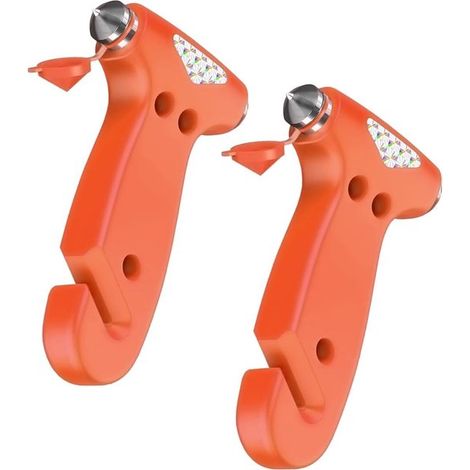 Set 3 in 1 arancione per auto: martello di sicurezza, strumento di fuga d'emergenza e taglia cinture di sicurezza.