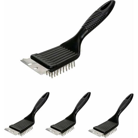 royaluxe - Brosse pour barbecue, 4 pièces Brosse de nettoyage pour barbecue Brosse pour barbecue avec spatule en acier inoxydable pour nettoyer les grilles et les surfaces du gril (1/5)