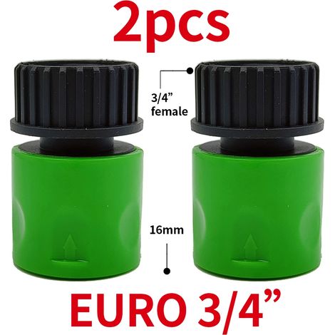 Raccord rapide (EURO-F-3/4'') Adaptateur fileté mâle 3/4 pouce pour tuyau d'arrosage, compatible avec les systèmes d'irrigation goutte à goutte. (1/5)