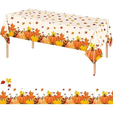 1 Nappe d’Automne 137×274 cm – Motifs Citrouilles & Feuilles d’Érable – Parfaite pour Thanksgiving, Fêtes des Récoltes, Dîners en Famille, Buffets et Fêtes d’Automne (1/5)