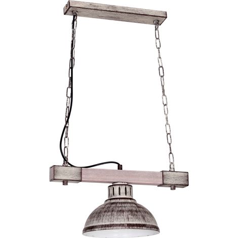 Suspension loft grise bois clair Hakon E27 Luminex