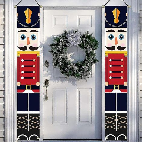 Guirnalda Cascanueces Decoraciones Navideñas, Decoración Navideña Exterior Guirnalda Cascanueces Roja, Guirnalda Cascanueces Modelo Soldado de Tamaño Real para Colgar en la Pared para el Frente D (1/5)