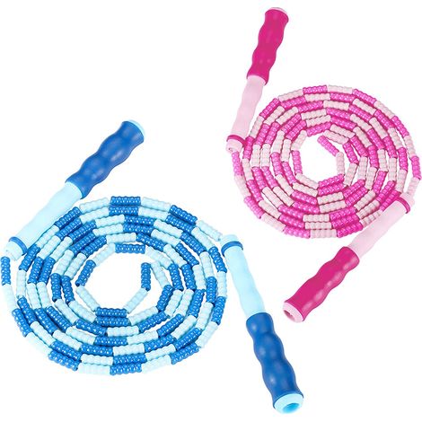 Corde à Sauter Perles - Réglable en Longueur - Pour Enfants et Adultes - 2 Pièces