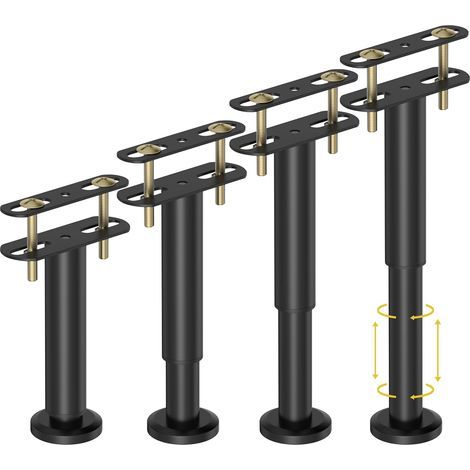Ensemble de 4 pieds de support de lit réglables en hauteur (18-31 cm), pieds de support centraux pour cadre de lit, lattes centrales et meubles, pieds de remplacement en métal robuste. (1/5)
