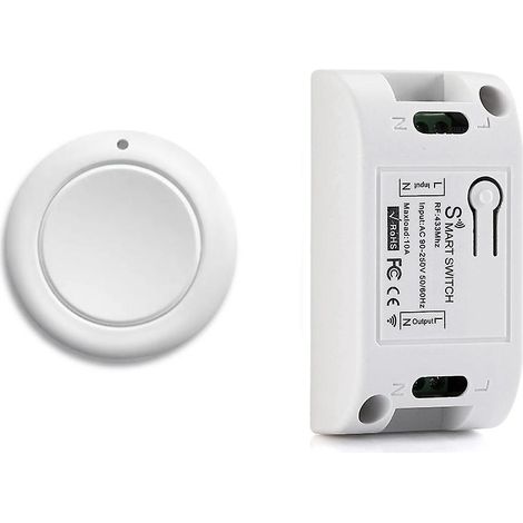 Interrupteur sans fil RF 433 MHz avec télécommande, récepteur AC 110V/220V et bouton-poussoir pour plafond de chambre (1/5)