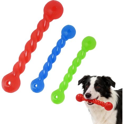 Jouet pour Chien en Caoutchouc, 3 PCS Bâtons de Dentition pour Chien, Non Toxique Indestructible Résistant Accessoire Chiens, Bâton de Brossage, pour Petits et Moyens Chiens,Rouge, Vert, Bleu (1/5)