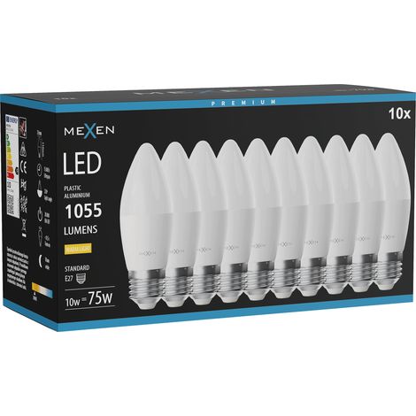 Mexen Nova 10x Ampoule LED E27, C37, 10W, Chaude - 3000K, 1055 lm - L102-E27-1030-01x10 (1/3)