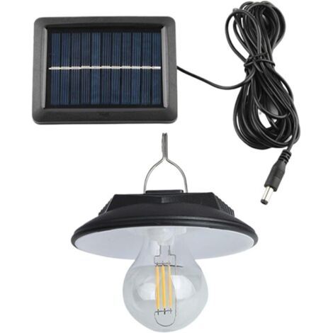 Lampe solaire pour abri de jardin - Plafonnier LED solaire, suspension intérieure/extérieure Lampe LED étanche à la pluie pour jardin, éclairage de grange avec détecteur de mouvement télécommandé