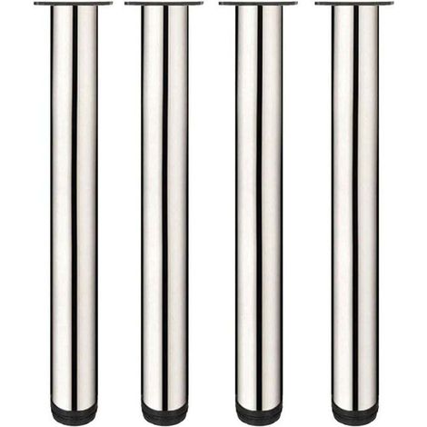 4x Adjustable Furniture Legs, Stainless Steel Table Legs with Screws - 50cm (1/4)