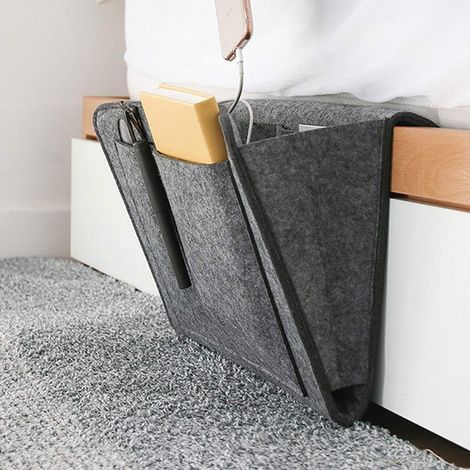 Vide Poche Lit, Poche de Rangement de Chevet Organisateur de Chevet, Sac de Rangement Suspendu lit Sac de Rangement Sac Suspendu (1/5)