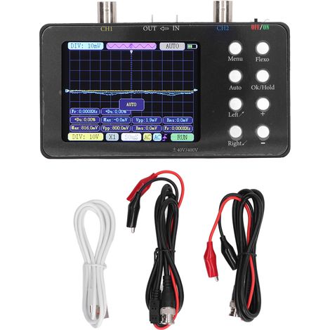 Oscilloscope numérique 2 voies portable générateur de signaux 2MHz bande passante 50M échantillonnage écran LCD 3,2 pouces rétroéclairé (1/5)