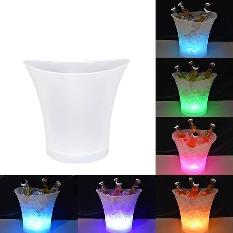 Eisbehälter, 5-Liter-Champagnerkühler mit LED-Beleuchtung, geschwungenes Design, automatische Farbbeleuchtung, IP65 wasserdicht (1/5)