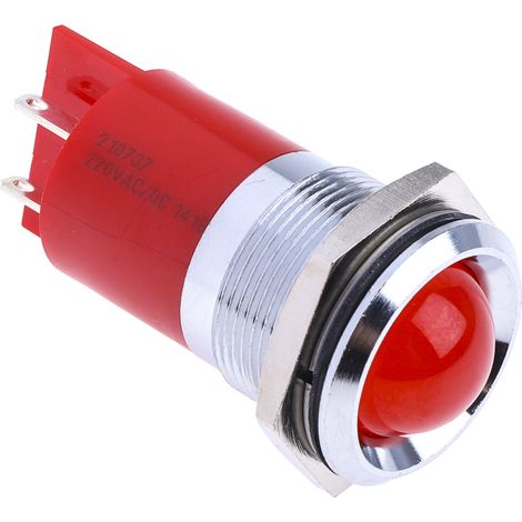 Voyant LED lumineux Rouge RS PRO, dia. 22mm, 230V c.a. ( Prix pour 1 )