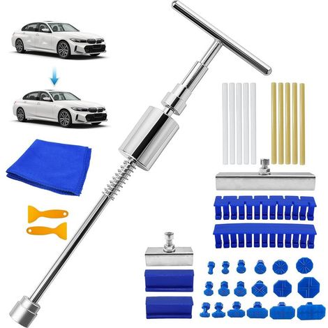 34 Pièces Kit Debosselage sans Peinture, Outil Débosselage sans Peinture Kit Débosselage Carrosserie, Kit Débosselage Ventouse, pour Voiture, Réfrigérateur, Moto Corps, Porte