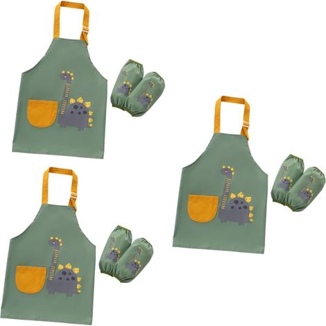 1 tablier pour enfants tabliers pour -petits de manche d'enfant en bas âge bebe repas bebe l'art des enfants verts dans l'ensemble enfant (1/5)