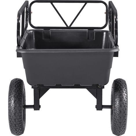 Remorque utilitaire de jardin, 10 pi³ / 227 kg, pour VTT et UTV, benne basculante en polyéthylène, pneus 16", traction manuelle ou au pied, robuste pour tondeuse et déchets verts. (1/5)