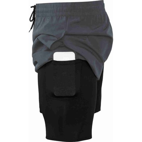 Short de running 2 en 1 pour homme, respirant, à séchage rapide, avec poche pour téléphone, idéal pour l'entraînement de basketball et la course à pied. (1/5)