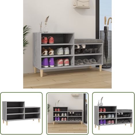 The Living Store Armoire à chaussures Sonoma gris 102x36x60 cm Bois d'ingénierie - Armoire À Chaussures - Rangements Chaussures - Étagère À Chaussures - Rangement Maison - Mobilier Entrée (1/5)