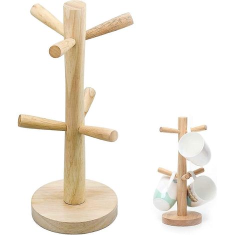 Porte-tasses en bambou, support en bois pour tasses de cuisine (1 pièce) (1/5)