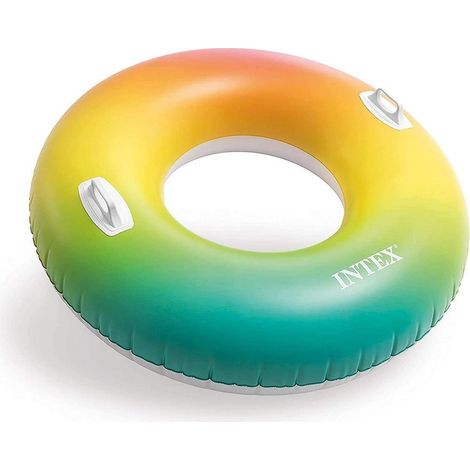 TRADE SHOP - Ciambellone Gonfiabile Galleggiante Piscina Mare Arcobaleno Maniglie 122cm 58202 - (1/4)