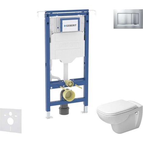 Geberit Duofix - Set Vorwandelement, Duravit D-Code WC und Sitz, Sigma20 Tasten, Rimless, SoftClose, Chrom matt/Chrom SANI11CP2101 (1/5)