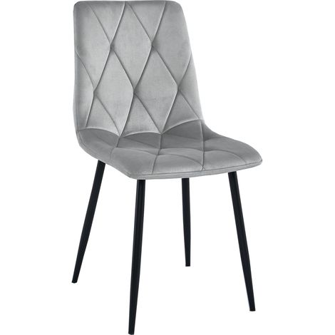 Libra-Sessel – silbergrauer Samt / schwarze Beine x 1 (1/5)