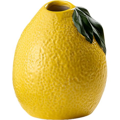 Mini vase en céramique pour hydroponie, design décoratif jaune citron, idéal pothos et lierre terrestre, accessoire de table salon (1/5)
