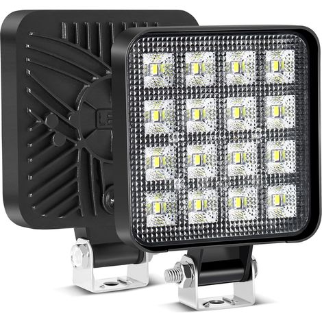 2 Pièces 48W Phare de Travail LED, IP65 étanche Feux de travail 12-24V pour SUV, Camions, Camionnettes, Tracteurs, Pelles mécaniques, Chargeurs, Bouteurs (1/5)
