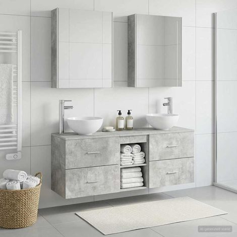 vidaXL Bathroom Cabinet Set 5 pcs Concrete Grey Engineered Wood (1/5)