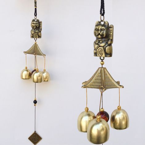 Cloche à vent métallique dorée, son doux, symbole de paix, ornement de porte décoratif (1/5)