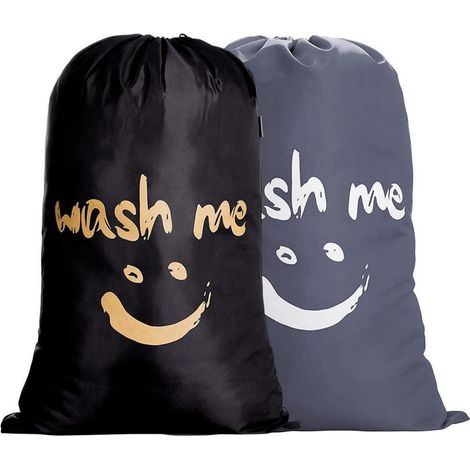 Wäschesack 120L mit Kordelzug, 2er-Set, 420D Nylon, Schwarz & Dunkelgrau (1/5)