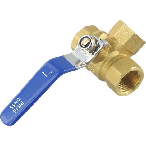 Robinet à boisseau sphérique à 3 voies, vanne d'alésage L/T en laiton pour eau, huile, gaz, robinet à boisseau sphérique à trois voies pour applications de plomberie (type DN15 L) (1/5)