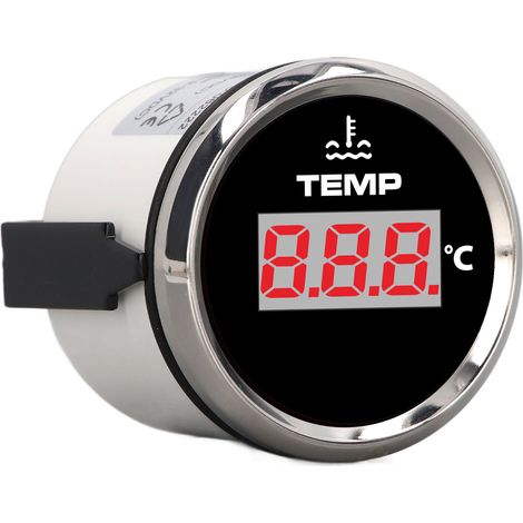 Thermomètre numérique 52 mm 0-120 °C, étanche IP67, rétroéclairage rouge, pour voiture, camping-car, camion ou bateau (1/5)
