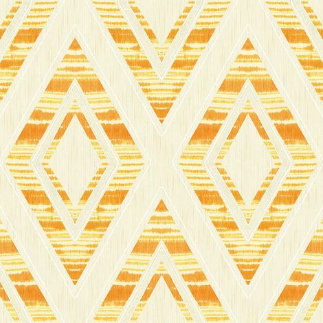 Wallquest Tribal Stripes Orange Wallpaper Metallic Effect Stylish Feature Wall (1/4)