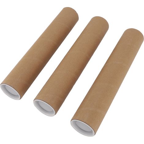 Lot de 12 tubes ronds en carton pour le rangement et l'expédition d'affiches, avec couvercle en plastique, 5,3 x 30 cm. (1/5)