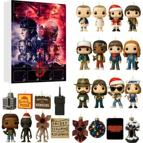 Coffret cadeau pendentif calendrier de l'Avent 2026, calendrier Stranger Things de 24 jours, idéal pour les adolescents et les enfants comme cadeau de Noël. WL5