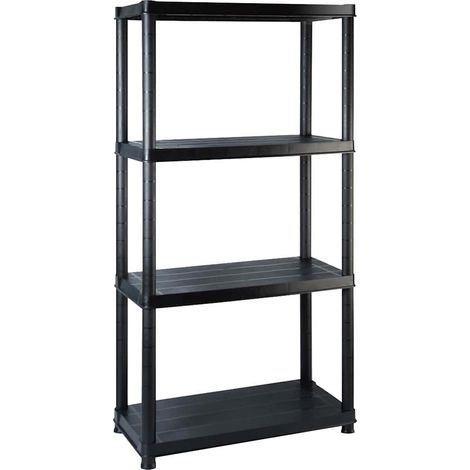 vidaXL Estanterías almacenaje 4 niveles plástico negro 244x30,5x130 cm (1/2)
