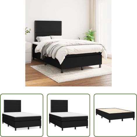 vidaXL Kopfteil - Boxspringbett mit Matratze Schwarz 120x200 cm Stoff (1/5)