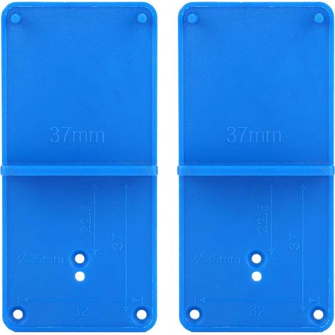 Set mit 2 Scharnierführungen – blau – Lochöffnung – Bohren – Tür-/Schrankmontage