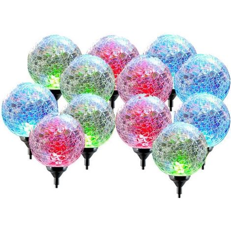 Lampe solaire LED - JUANIO - JUANIO - Lot de 12 - Multicolore - Ø8 x H38 cm (1/3)