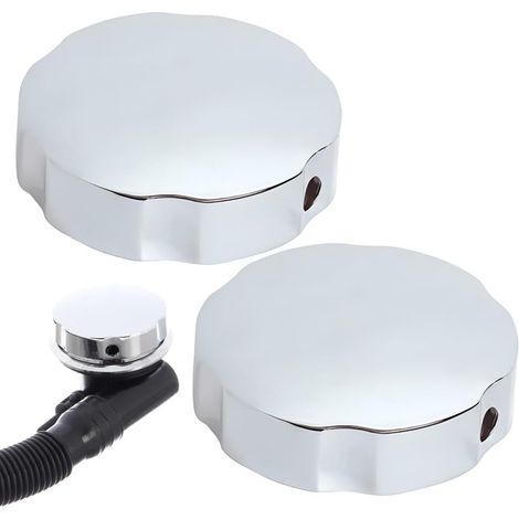 Bouton de Contrôle de baignoire, Bouton Rotatif Vidange Pop-up Chromé, Accessoires de Vidange, Diamètre 74 mm (1/5)
