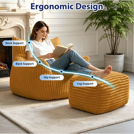 Fauteuil Poire Ergonomique avec Ottoman Coordonné pour un Confort Contouré (1/5)