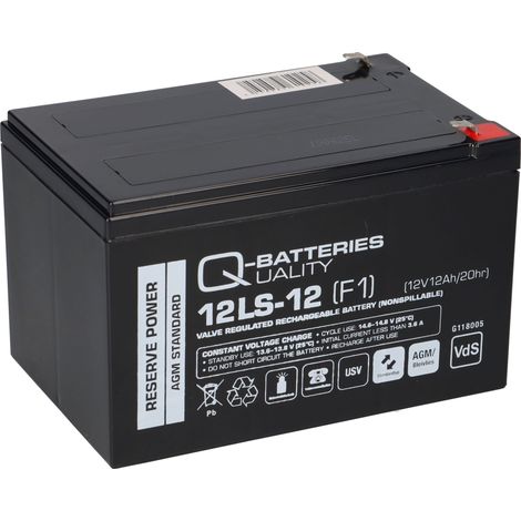 Q-Batteries 12LS-12 12 V 12 Ah AGM Bleiakku VdS G112004