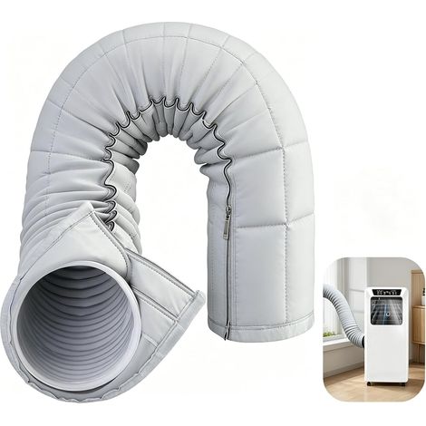 Housse isolante pour tuyau de climatiseur, gaine isolante zippée pour tuyau d'évacuation de climatiseur portable de 5,1" et 5,9". (1/5)